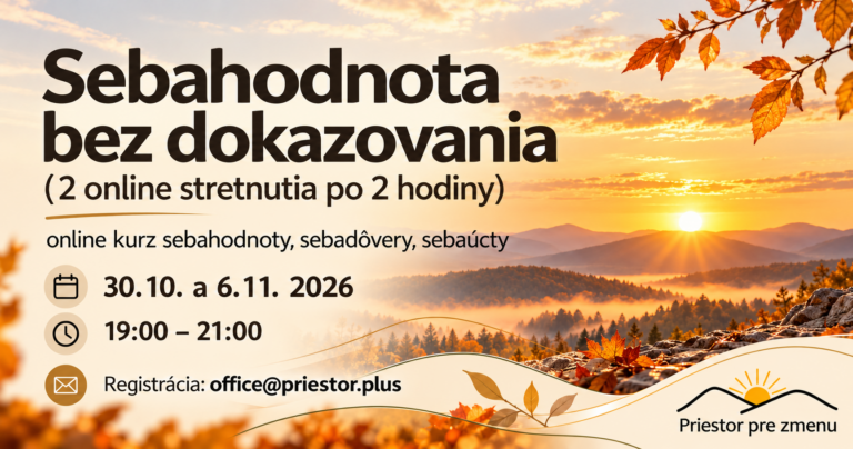 A tak sa snažíme. Dokazujeme. Prispôsobujeme sa. Preberáme ďalšiu zodpovednosť. Hľadáme uznanie, povzbudenie, potvrdenie vlastnej kompetentnosti. Niekedy dokonca odovzdávame druhým právo rozhodovať o tom, ako veľmi si budeme veriť. Čo ak však nepotrebuješ ďalšie potvrdenie zvonka, ale potrebuješ začať viac dôverovať sebe? Práve preto vznikol online kurz SEBAHODNOTA BEZ DOKAZOVANIA. Nie ako ďalší tlak na sebazdokonaľovanie. Ale ako bezpečný priestor, kde môžeš lepšie porozumieť sebe, svojim emóciám, telu, potrebám a hraniciam. Kde môžeš rozpoznať staré presvedčenia a vzorce, ktoré Ťa vedú k neustálemu dokazovaniu svojej hodnoty. A postupne objavovať vlastnú vnútornú oporu. Pretože skutočná zmena sa začína tam, kde prestávame čakať, že nám niekto iný udelí právo veriť si.